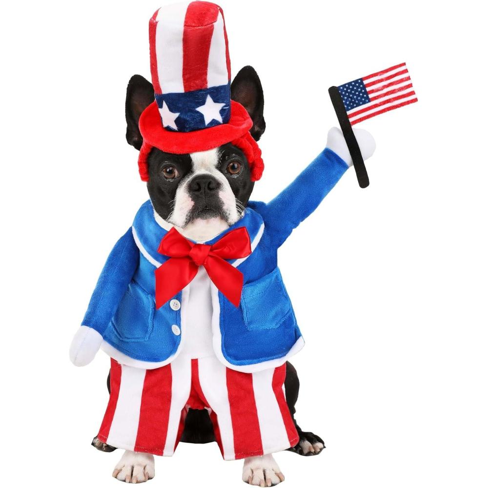 imageFun Costumes Uncle Sam  4Th of July Pet Costume  Ideal for Celebrations  Perfect for Parades BBQs Patriotic Events Halloween ampamp More  Small  BlackL