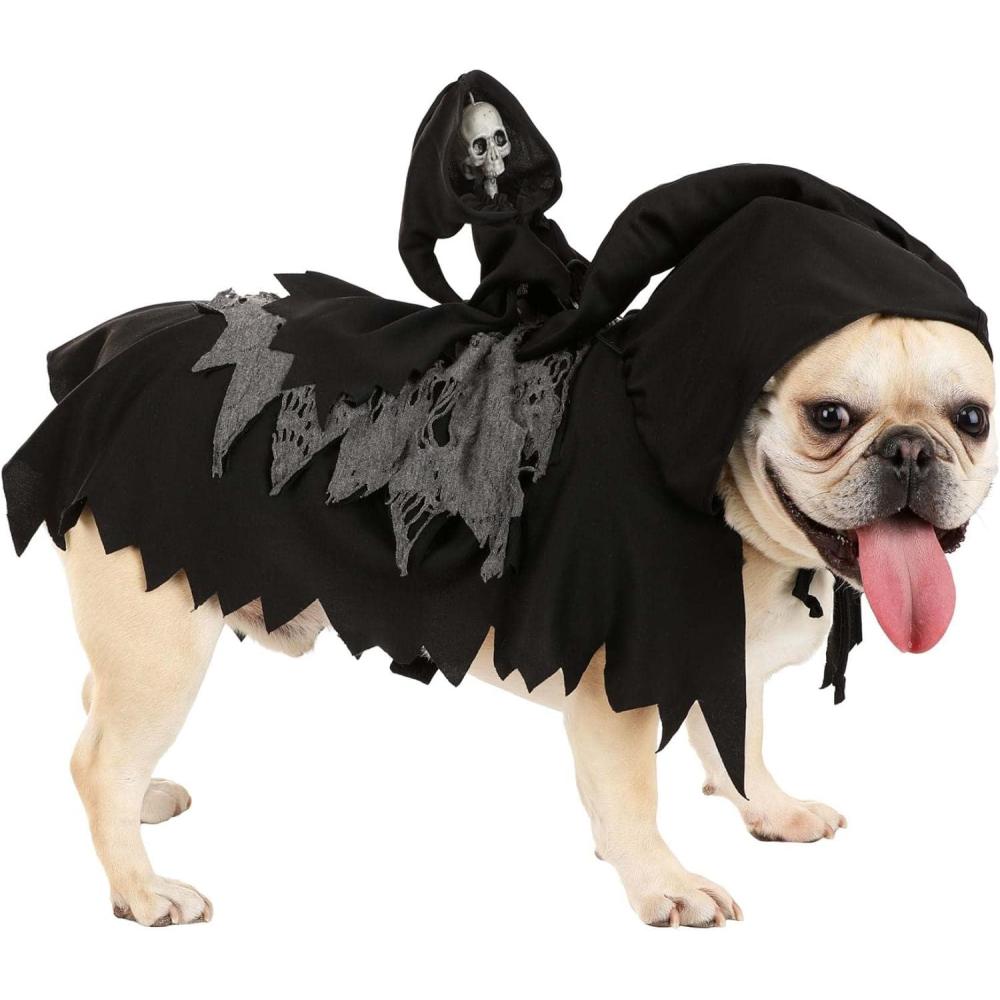 imageGrim Reaper Dog Costume Cape with Skeleton and Hood