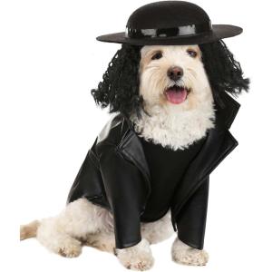 FUN Costumes Officially Licensed Undertaker Dog Costume – Faux Leather Jacket & Molded Hat for Dark-Themed Pet Costumes – S(S)