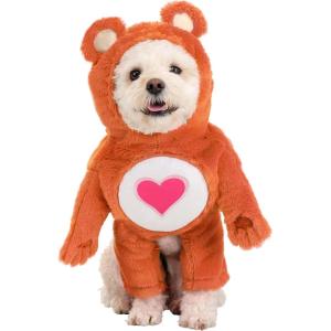 Fun Costumes Care Bears Tenderheart Bear Dog Costume Hooded Faux Fur Outfit with Embroidered Belly Badge, XS(Small)