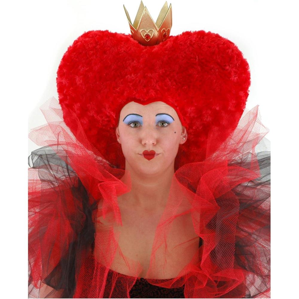 imageDisney Alice in Wonderland Queen of Hearts Headpiece Plush Wig ampamp Crown  Red Heart Queen Wig Costume AccessoryBundle W Wig Cap