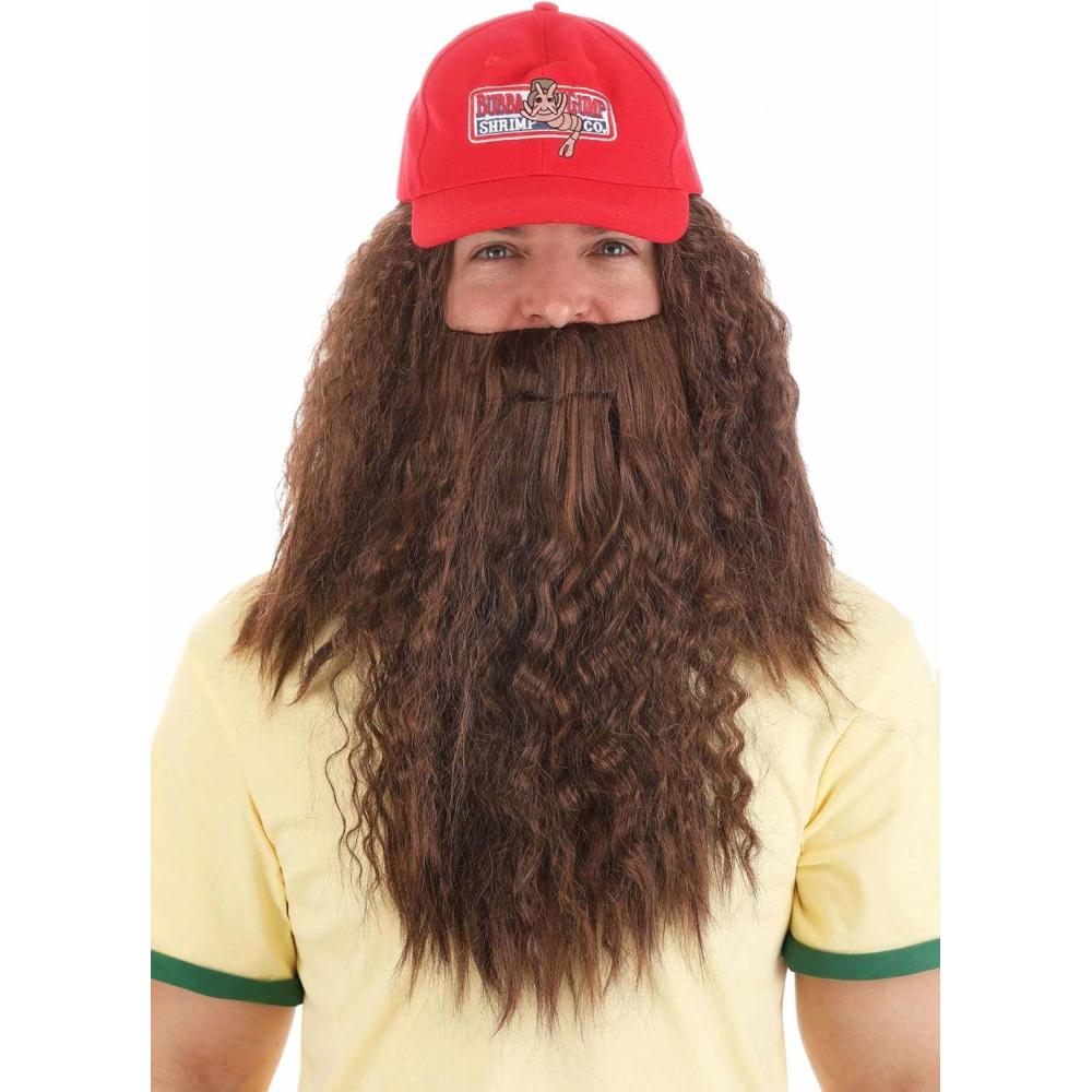 imageForrest Gump Costume Accessory Kit  Adult Bubba Gump Shrimp Co Hat with Wig and Beard Set  Ideal for Halloween
