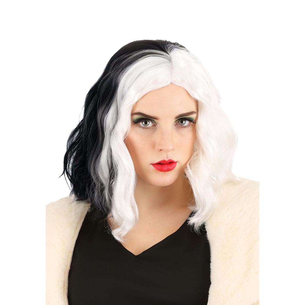 imageFun Costumes Womens Disney Cruella De Vil Wig  101 Dalmatians Cruella Costume Wig  Cosplay Wig for Adults  Standard  Multicolor