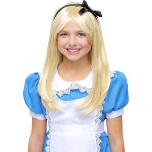 Alice in Wonderland Wig for Girls | Long Straight Blonde Wigs for Kids | Movie Character Cosplay Hair Wigs(Wig)