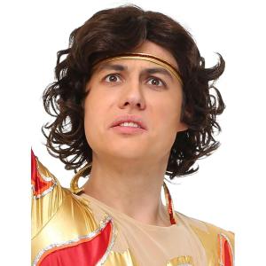 Blades of Glory Chazz Wig Costume – Wavy Brunette Hair, Mesh Cap, Officially Licensed