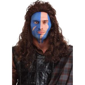 Braveheart William Wallace Costume Wig – Men’s Long Brown Curly Wavy Wigs, Scottish Warrior Patriot Cosplay Hair ST(Standard)