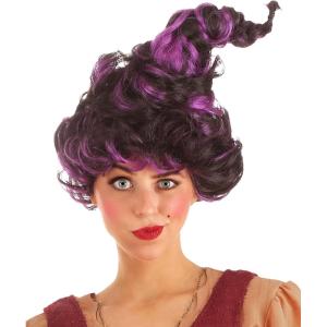 Disney Hocus Pocus Mary Sanderson Wig, Sanderson Sisters Cosplay, Dark Purple Synthetic Braided Fluffy Hairstyle