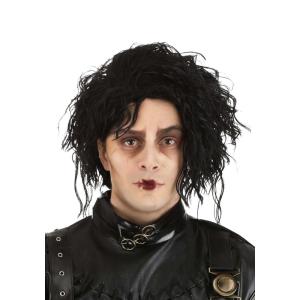 Fun Costumes Edward Scissorhands Costume Wig – Men’s Short Black Wavy Spiky Synthetic Hair, Movie Character Cosplay Wigs ST(Standard)