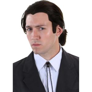 Men’s Pulp Fiction Wig and Tie Set Adult Pulp Fiction Vincent Vega Wig and Bolo Costume Set(Modern)