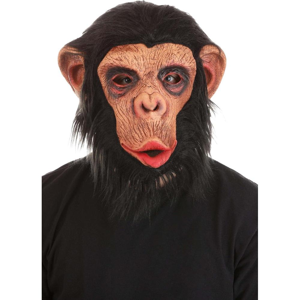 imageFun Costumes Adult Realistic Chimpanzee Costume Mask Monkey Ape Chimp Mask Full Head Animal Halloween Masks StandardStandard