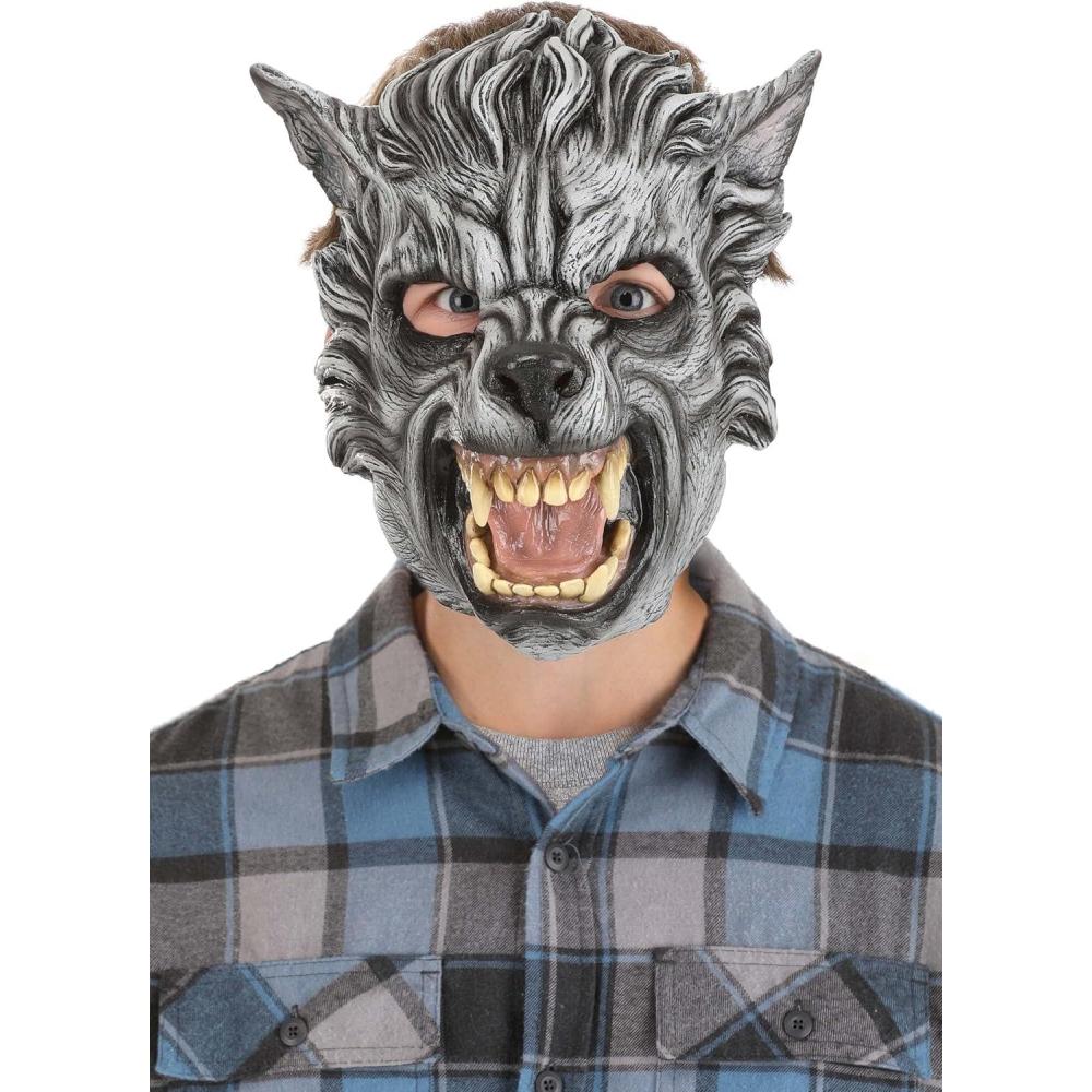 imageFun Costumes Immortal Masks Grey Wolf Latex Halloween Mask for Adults Scary Werewolf Mask for Horror Cosplay DressUp Standard