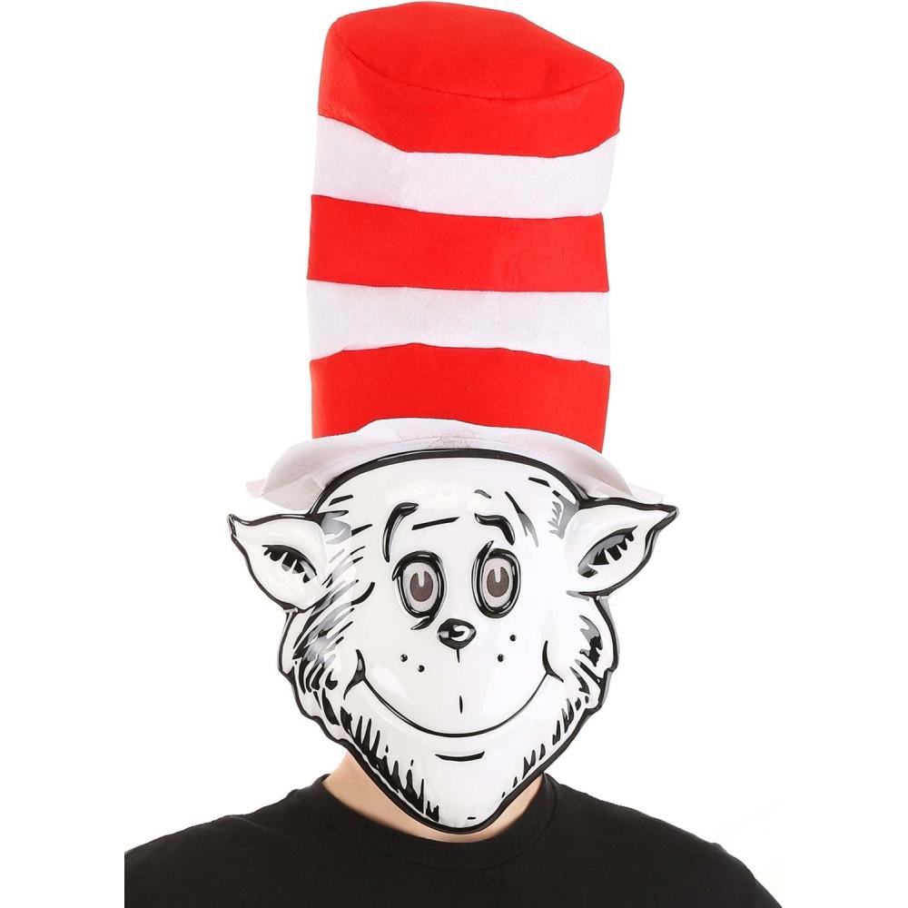 imageFun Costumes The Cat in the Hat Costume Vacuform Mask ampamp Hat Set for ADULT  MulticolouredADULT