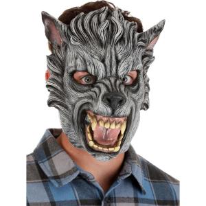 Fun Costumes Adult Grey Wolf Mask | Realistic Full-Face Molded Latex Werewolf Mask | Scary Animal Halloween Masks for Adults ST(Standard)