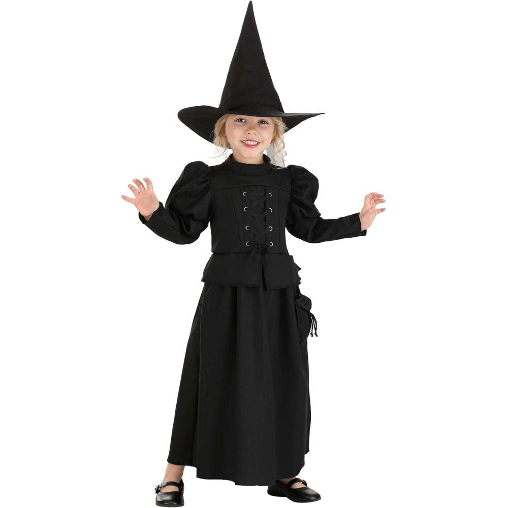 imageGirls Wizard of Oz Wicked Witch Costume for Toddlers  Includes Dress Pouch Hat Officially Licensed Costume