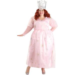 Plus Size Wizard of Oz Glinda Costume for Women, Glinda The Good Witch Dress & Tiara Crown for Halloween