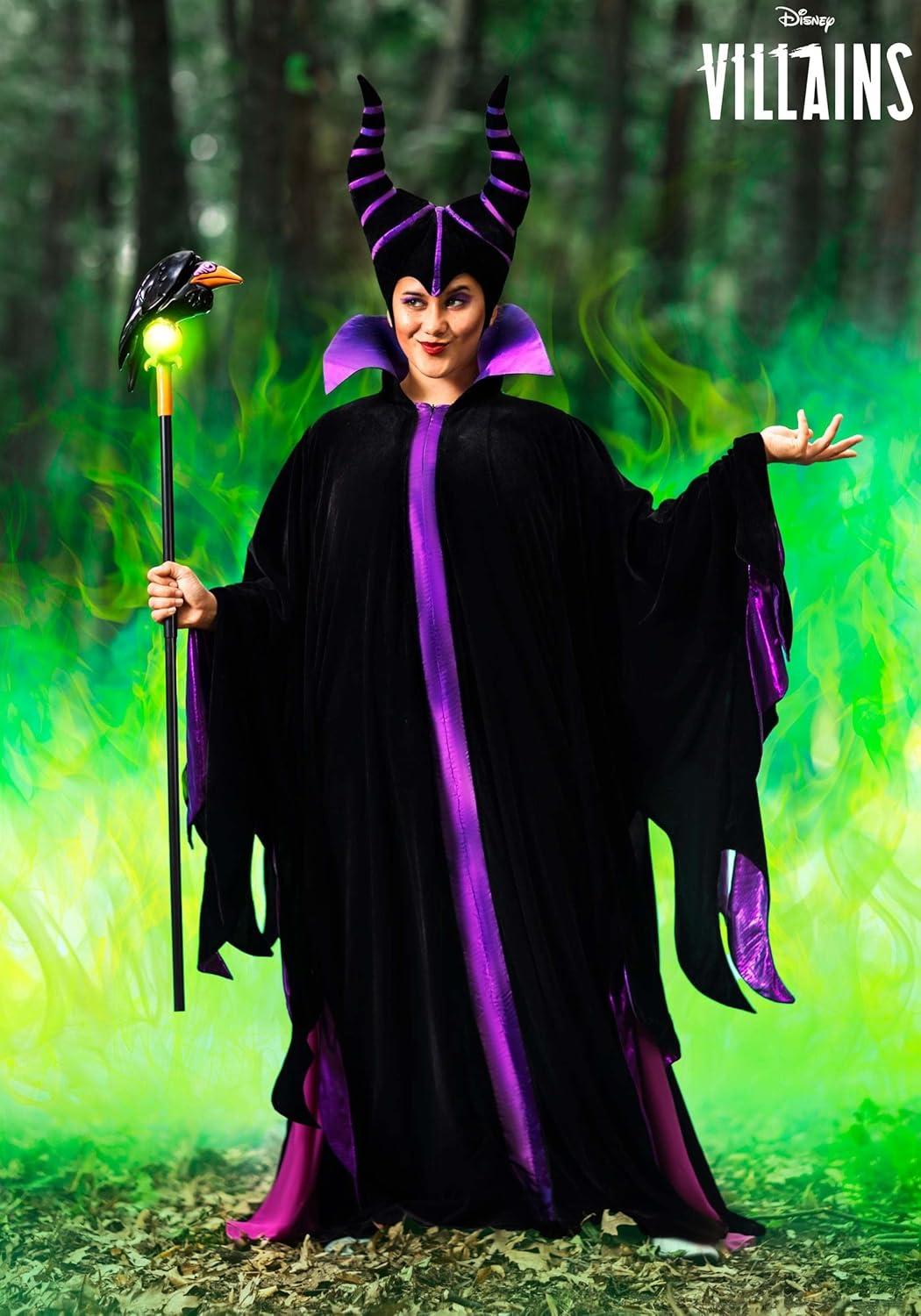 imageDisney Sleeping Beauty Adult Maleficient Robe Womens Long Black Evil Robe Halloween Costume