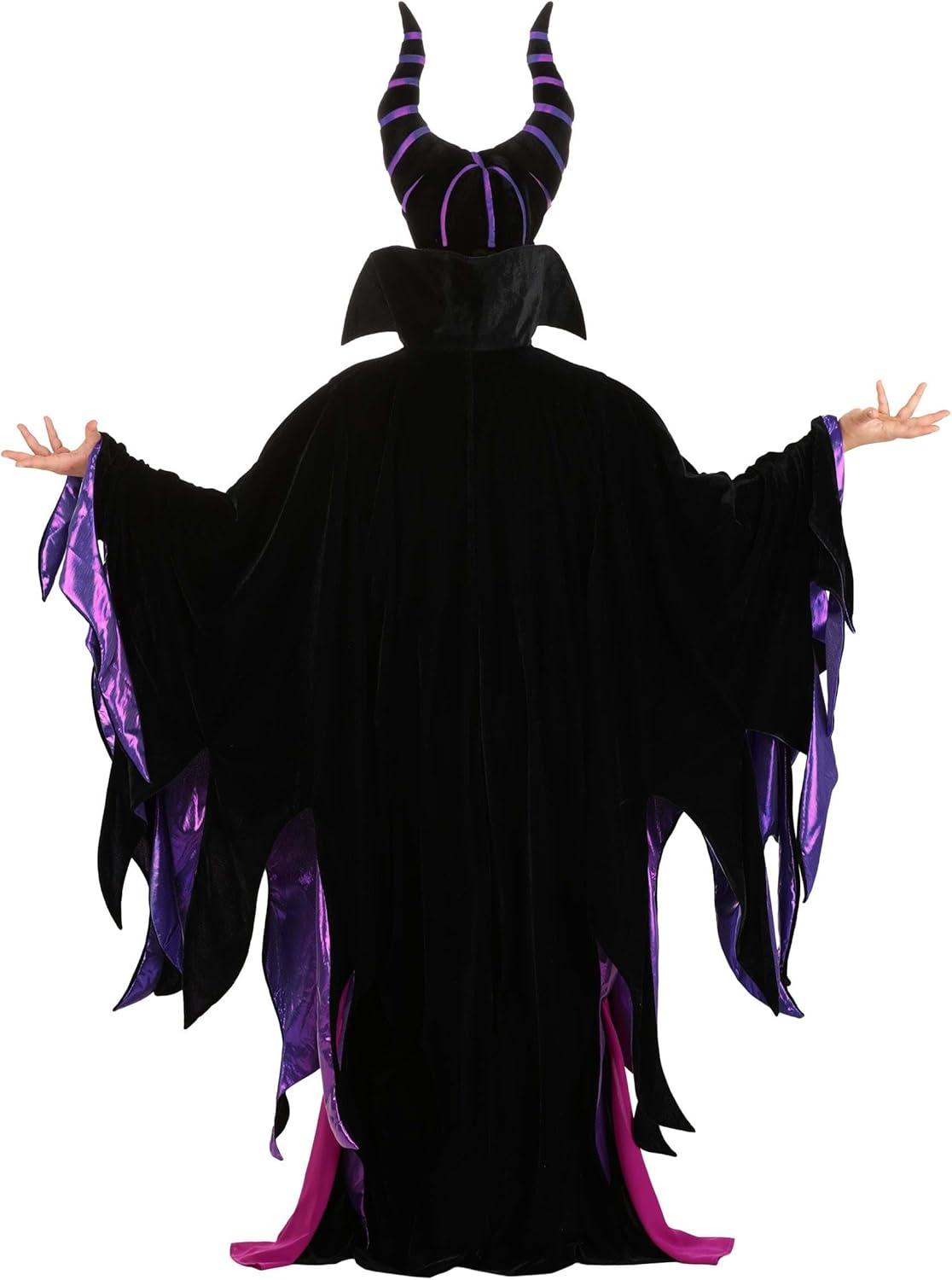 imageDisney Sleeping Beauty Adult Maleficient Robe Womens Long Black Evil Robe Halloween Costume