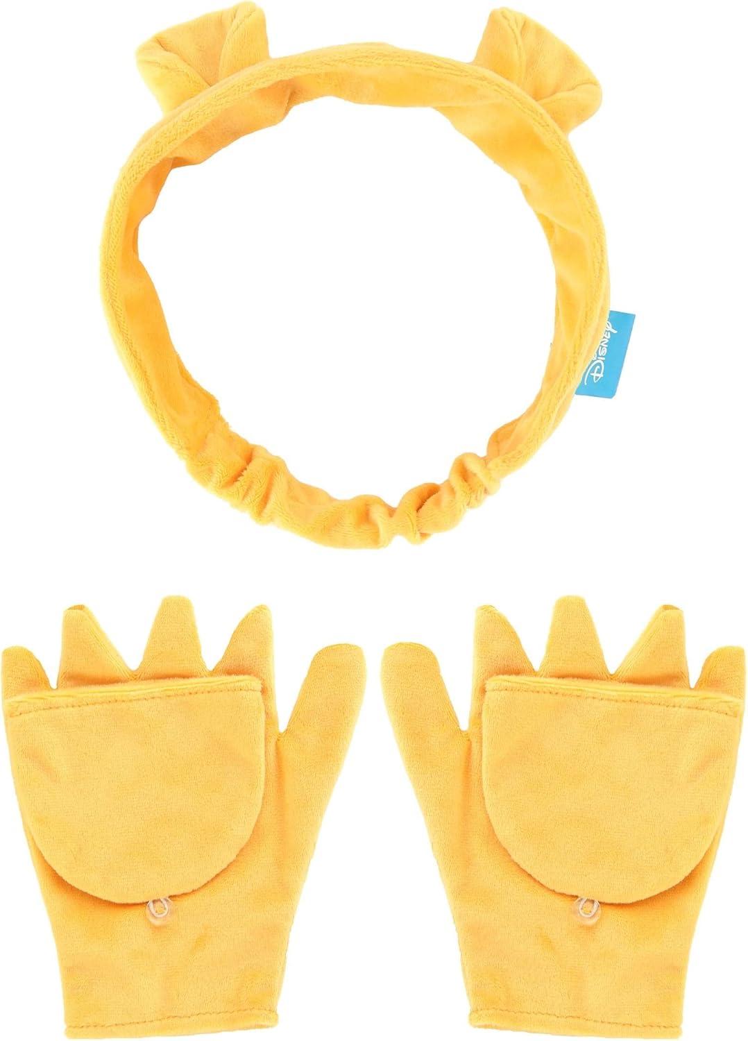 imageDisney Winnie the Pooh Soft Headband ampamp Mittens Kit  Velour Fabric with FlipBack Mittens Officially Licensed