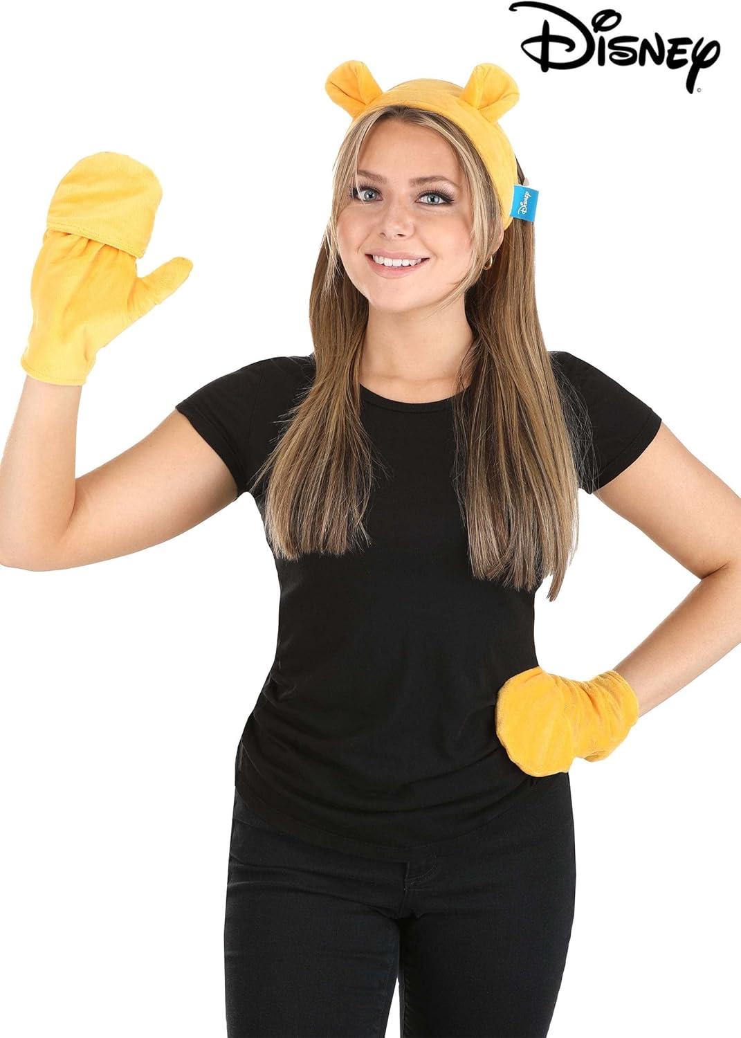 imageDisney Winnie the Pooh Soft Headband ampamp Mittens Kit  Velour Fabric with FlipBack Mittens Officially Licensed