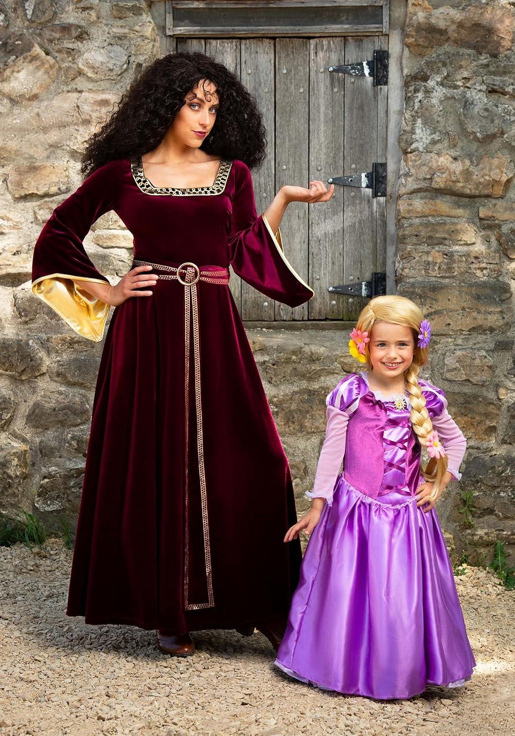 imageDisneys Tangled Adult Mother Gothel Costume Dark Red Renaissance Fair Dress Halloween Outfit