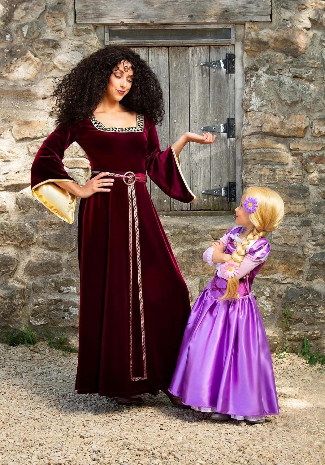 imageDisneys Tangled Adult Mother Gothel Costume Dark Red Renaissance Fair Dress Halloween Outfit
