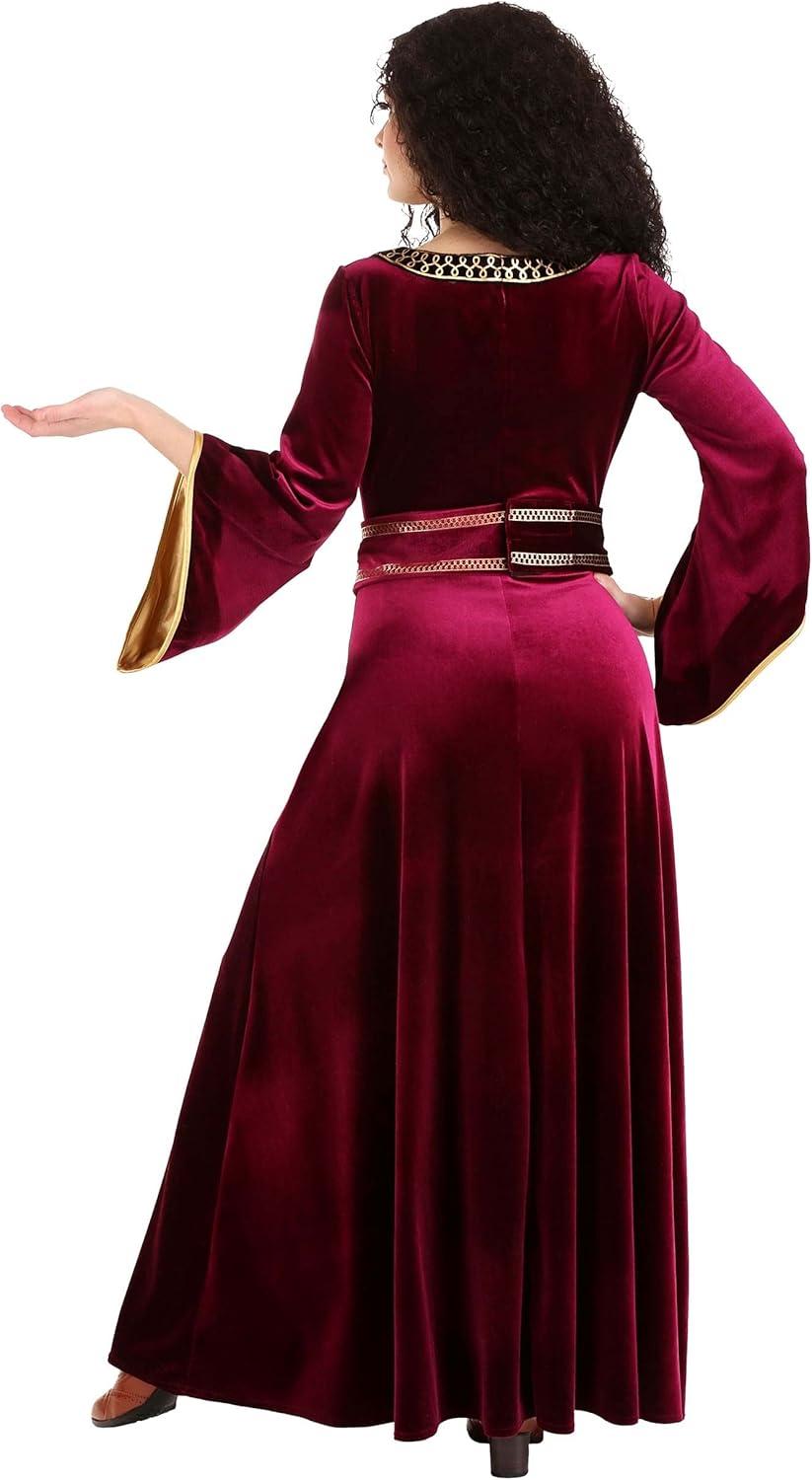 imageDisneys Tangled Adult Mother Gothel Costume Dark Red Renaissance Fair Dress Halloween Outfit