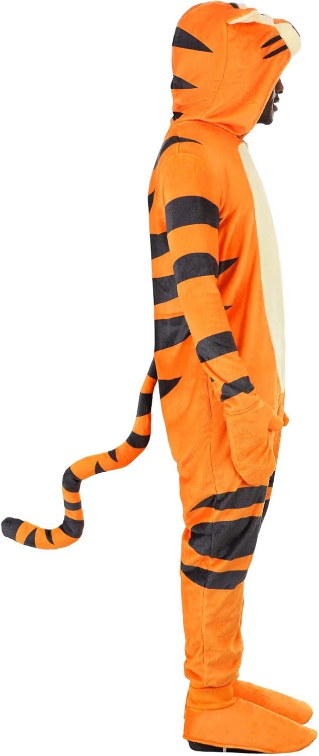 imageDisneys Winnie the Pooh Deluxe Tigger Dress for Adults Tigger Hooded Onesie Outfit for Men and Women Halloween Costume