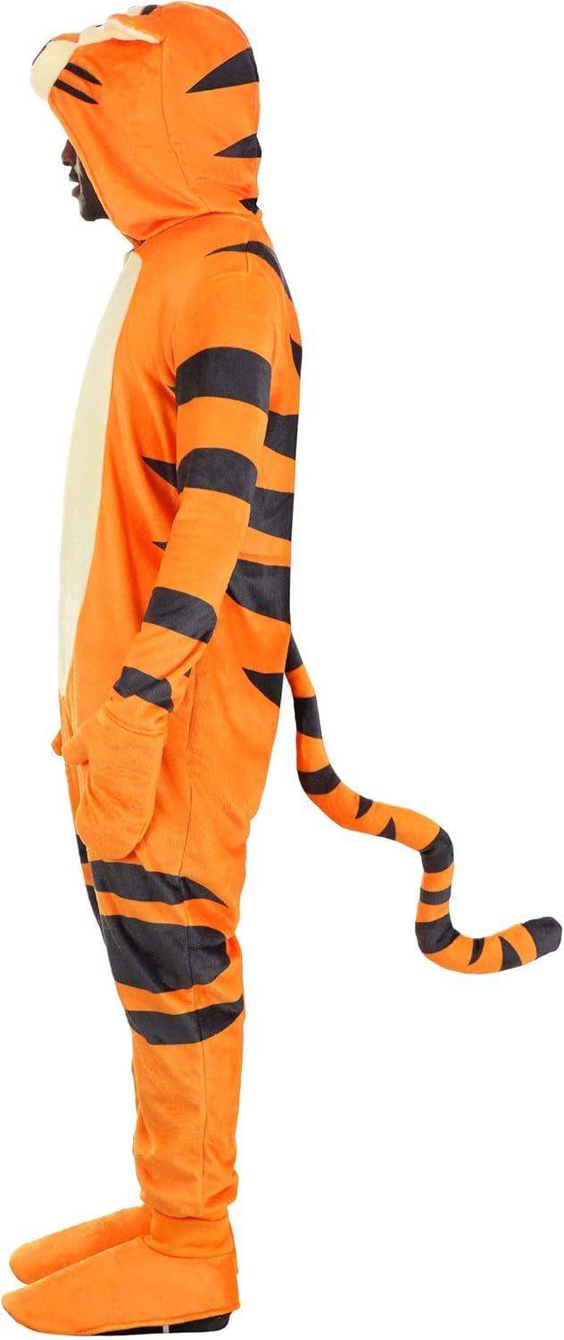 imageDisneys Winnie the Pooh Deluxe Tigger Dress for Adults Tigger Hooded Onesie Outfit for Men and Women Halloween Costume