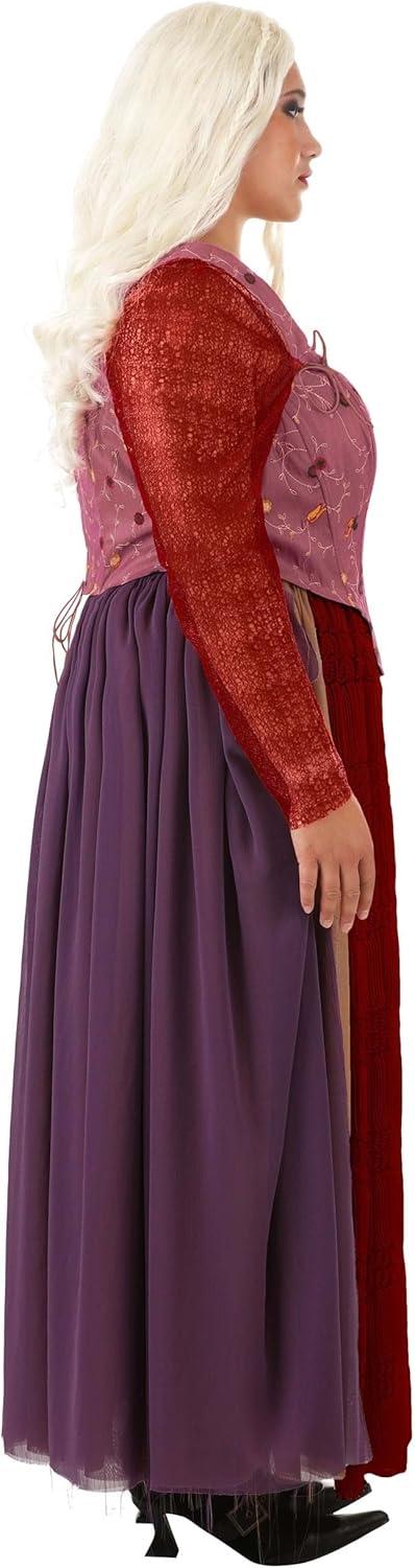 imageFun Costumes Womens Plus Size Sarah Sanderson Costume  Authentic Disney Hocus Pocus Outfit Corset with Sleeves Skirt ampamp Blonde Wig  3X  Pink Purple Red