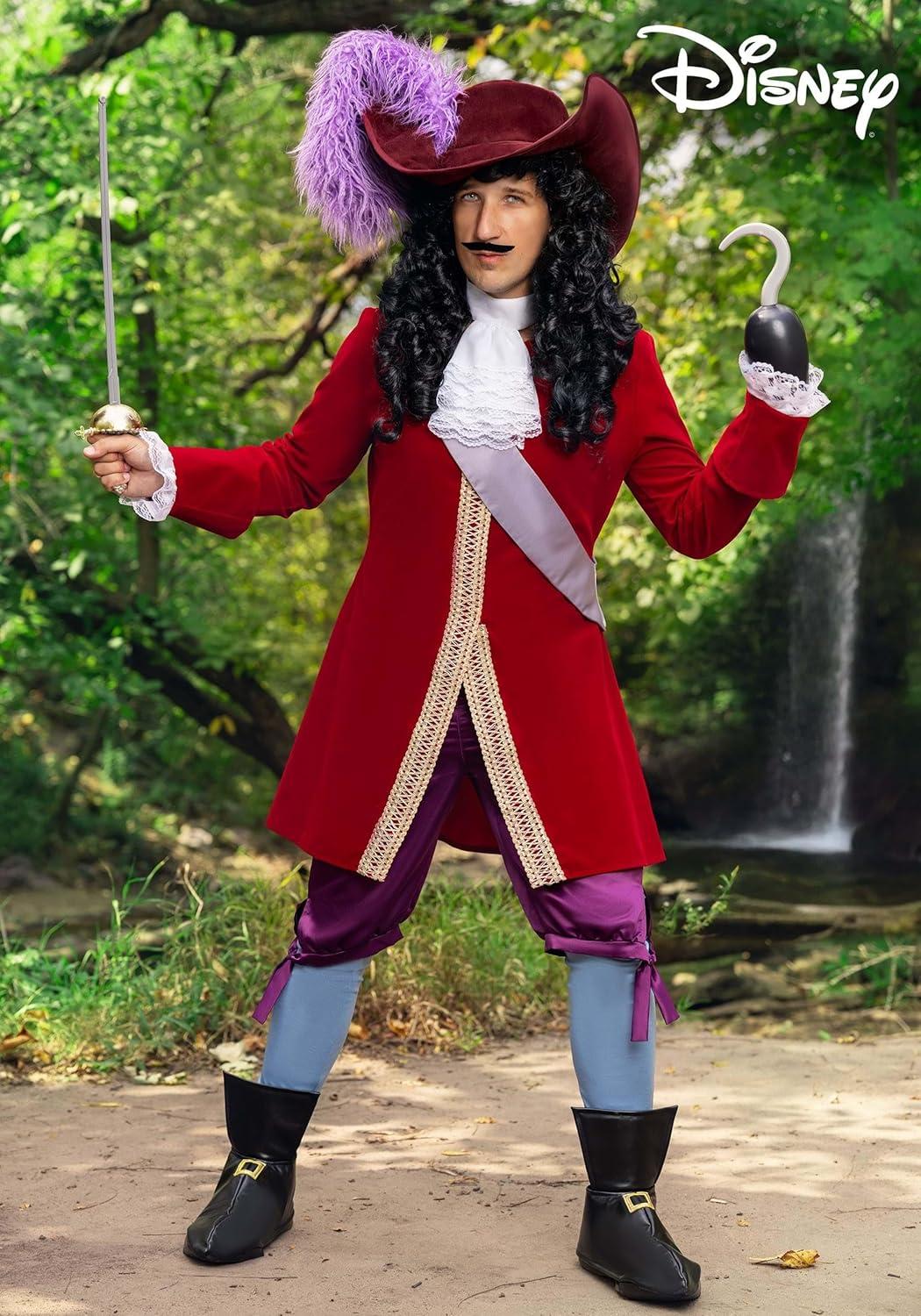 imageMens Deluxe Disney Captain Hook Costume Swashbuckling Pirate Halloween Outfit