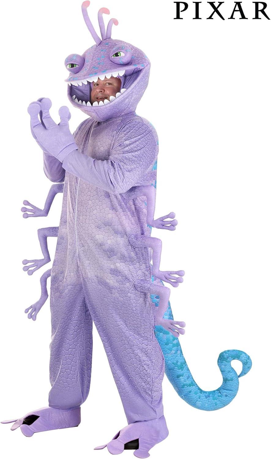imageMens Plus Size Disney ampamp Pixar Monsters Inc Randall Costume Halloween Outfit with Jumpsuit Mask Gloves Shoe Covers