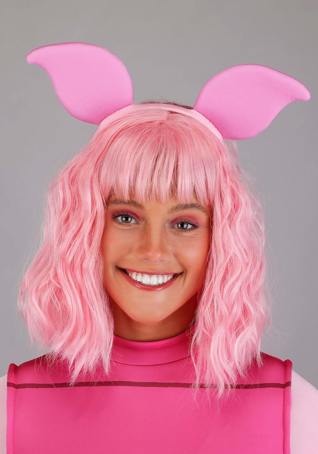 imageWomens Disney Winnie the Pooh Piglet Costume Dress with Ears Headband