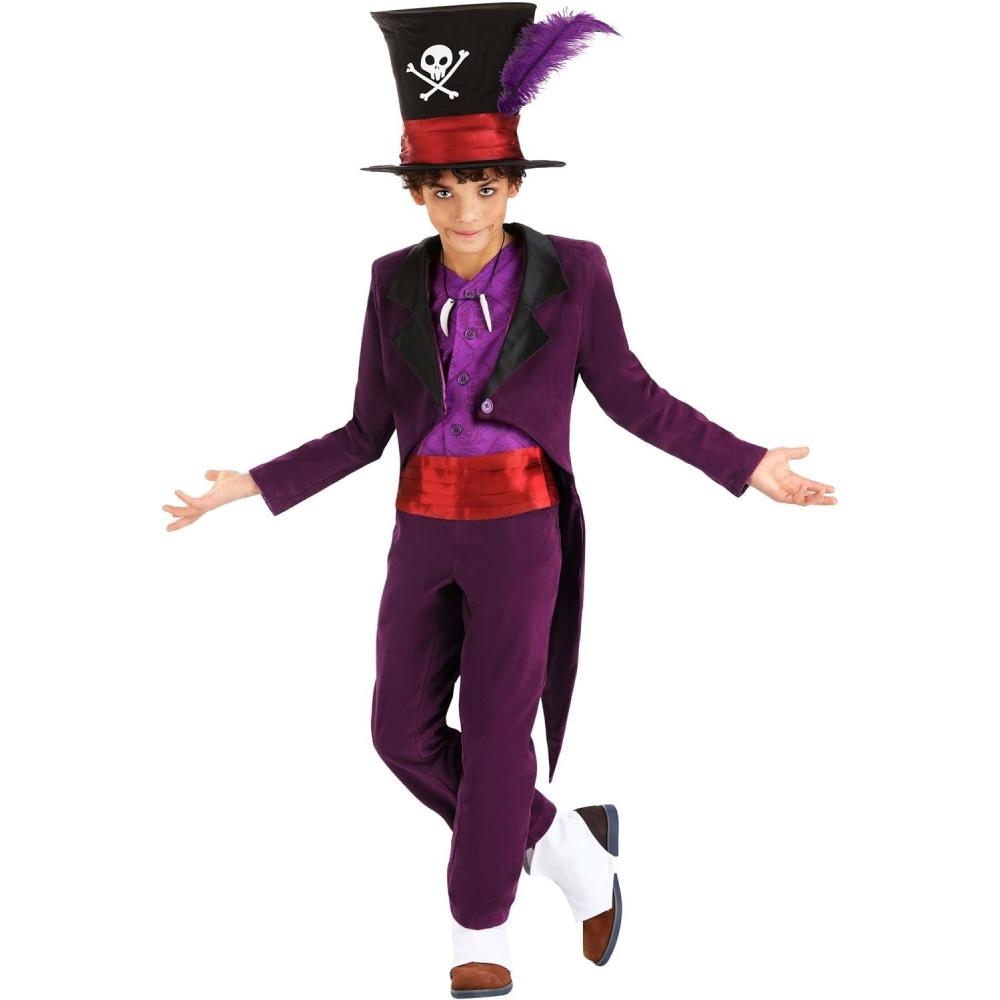 imageDisney Boys Dr Facilier Costume  The Princess and the Frog Shadow Man Outfit for Kids with Hat Necklace Vest and More