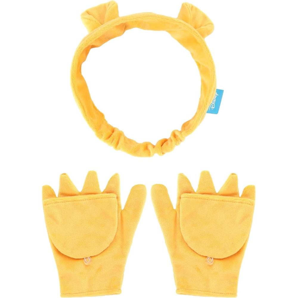 imageDisney Winnie the Pooh Soft Headband ampamp Mittens Kit  Velour Fabric with FlipBack Mittens Officially Licensed