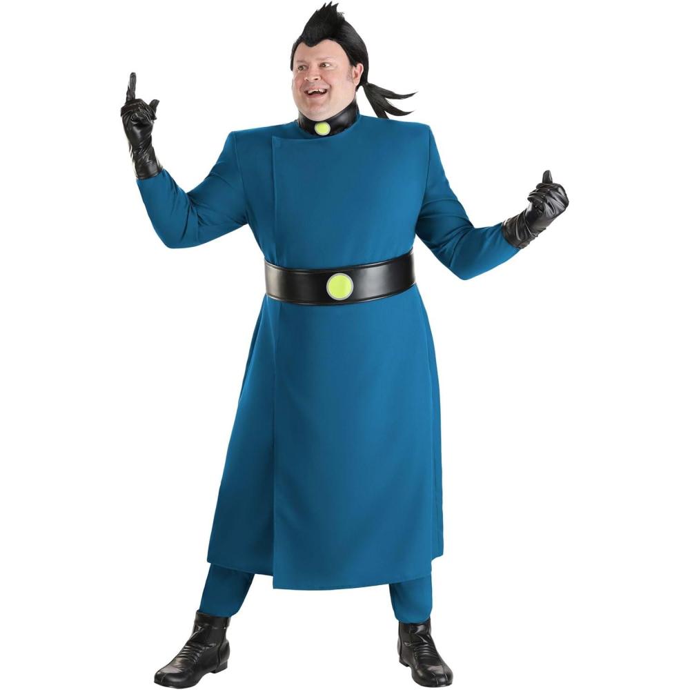 imagePlus Size Dr Drakken Costume Adult Disney Kim Possible Villain Mens Outfit with Blue Overcoat Belt Gloves ampamp Wig