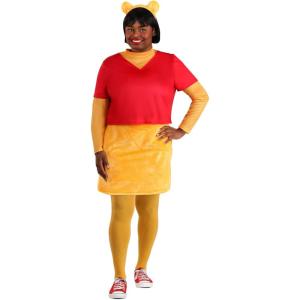 Disney Winnie the Pooh Plus Size Costume for Women | Red and Yellow Bear Dress with Ears