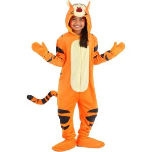 Disney’s Deluxe Tigger Costume, Kid’s Boy’s and Girl’s Hooded Halloween Onesie with Mittens, Winnie the Pooh