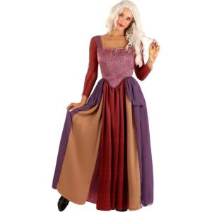 Women’s Deluxe Hocus Pocus Salem Halloween Costume – Sarah Sanderson Dress, Satin Bodice, Faux Suede Lacing