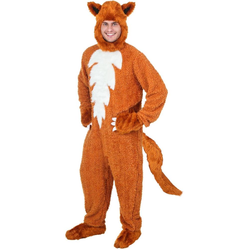 imageAdult Fox Costume  Faux Shearling Jumpsuit with Tail Headpiece Mitts and Shoe Covers