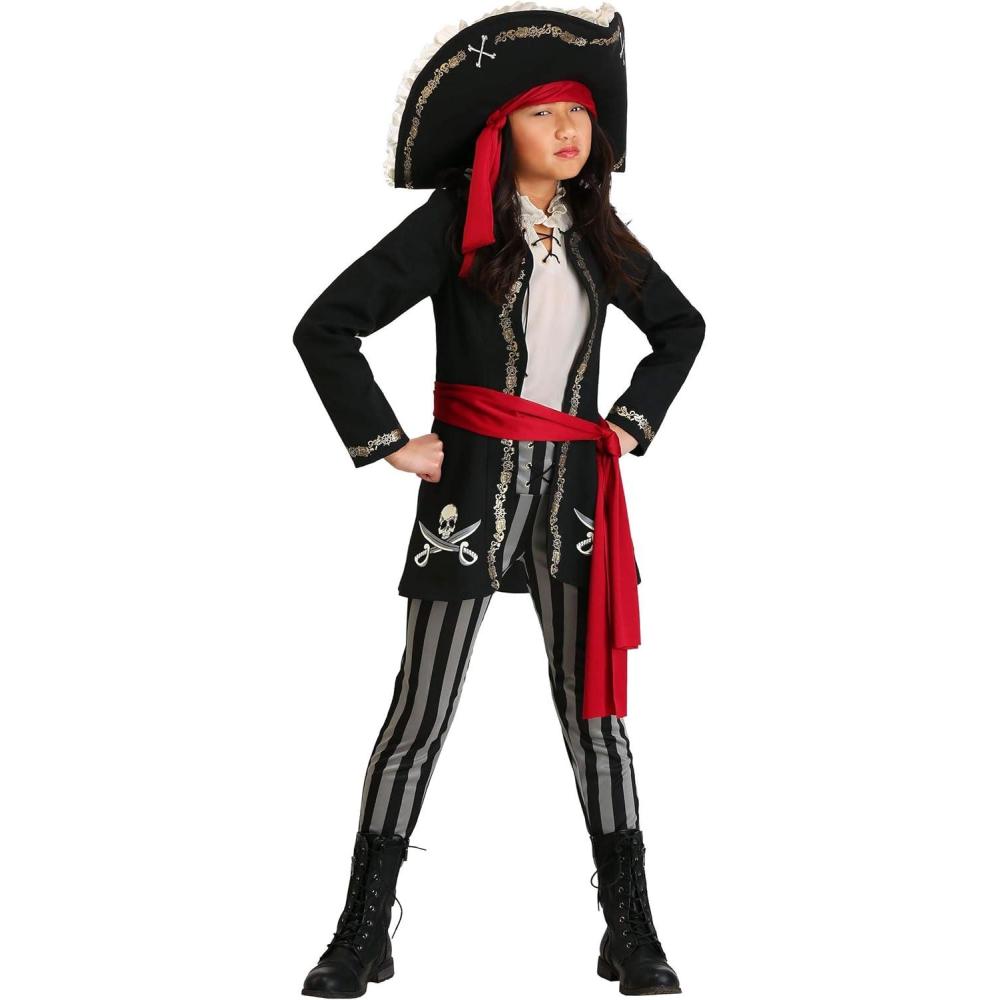 imageGold Queen Girls Pirate Costume Kids Pirate Captain Girl Halloween Costume