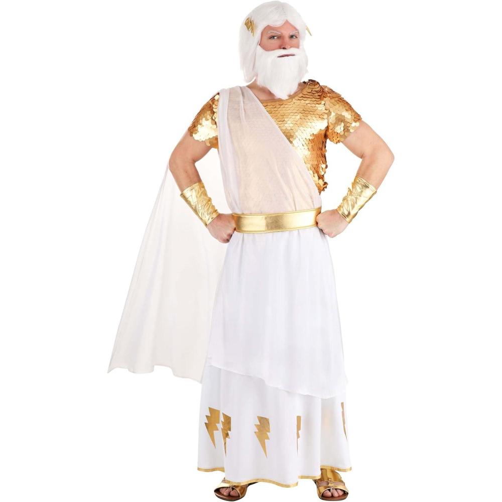 imageMens Deluxe Zeus Costume Zeus Greek God Costume with Sequin and Lightning Bolt Details