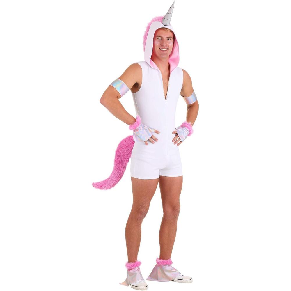 imageMens Unicorn Halloween Costume Alluring White Magical Horse Romper Fairytale Animal Outfit
