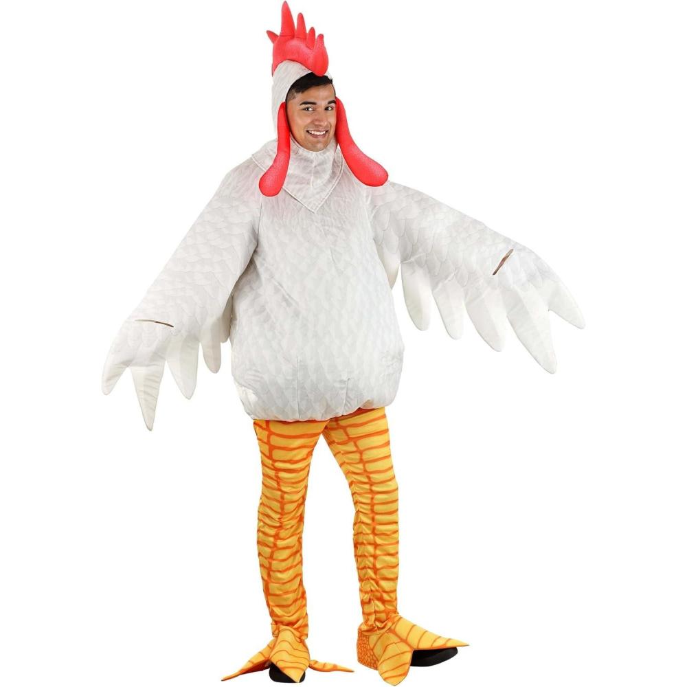 imageRooster Adult Costume  Velour Hood Foam Tunic Wing Sleeves