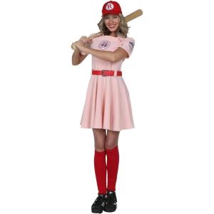 A League Of Their Own Deluxe Dottie Costume Dress | Womens Rockford Peaches Baseball Player Outfit For Halloween(A League of Their Own Deluxe Dottie Costume Dress)