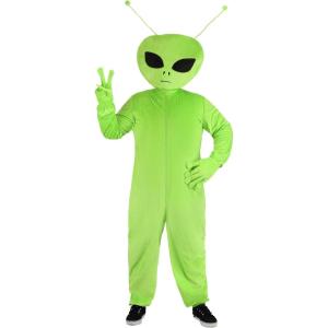Adult Alien Costume, Classic Green Extraterrestrial Jumpsuit, Oversized Martian Outfit(Alien Costume)