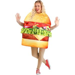 Adult Deluxe Hamburger Costume | Funny Food Outfit for Tasty Halloween Parties