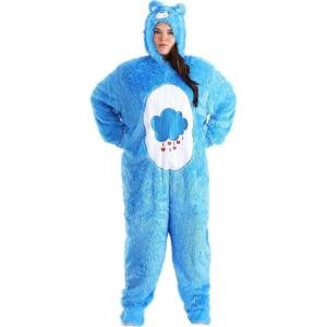 Adult Plus Size Care Bears Grumpy Bear Costume Onesie Suit(Bundle W/ Makeup Kit)