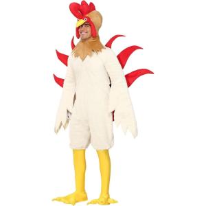 Adult Rooster Halloween Costume Men Chicken Bodysuit with Headpiece and Tail Mens Chicken Costume