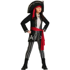 Gold Queen Girls Pirate Costume Kids Pirate Captain Girl Halloween Costume
