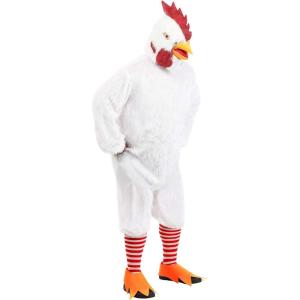 Plus Size White Rooster Costume for Adults | Funny Chicken Halloween Outfit with Jumpsuit and Comb Hood